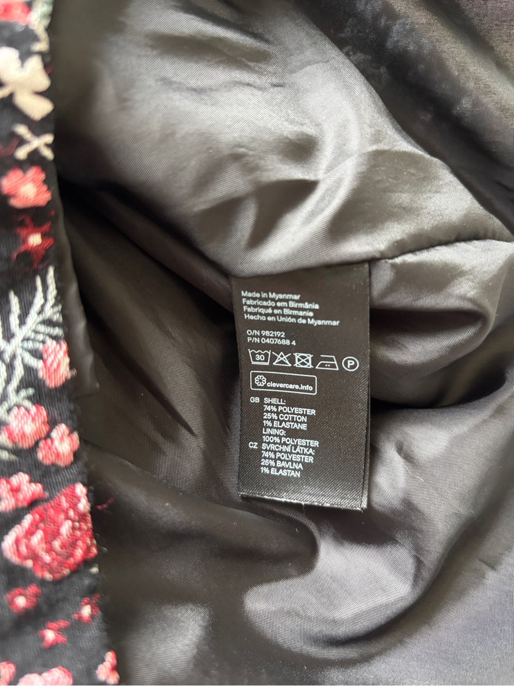 H&M Black Mini Dress with Pink & Blue Floral Jacquard - Picture 5 of 9